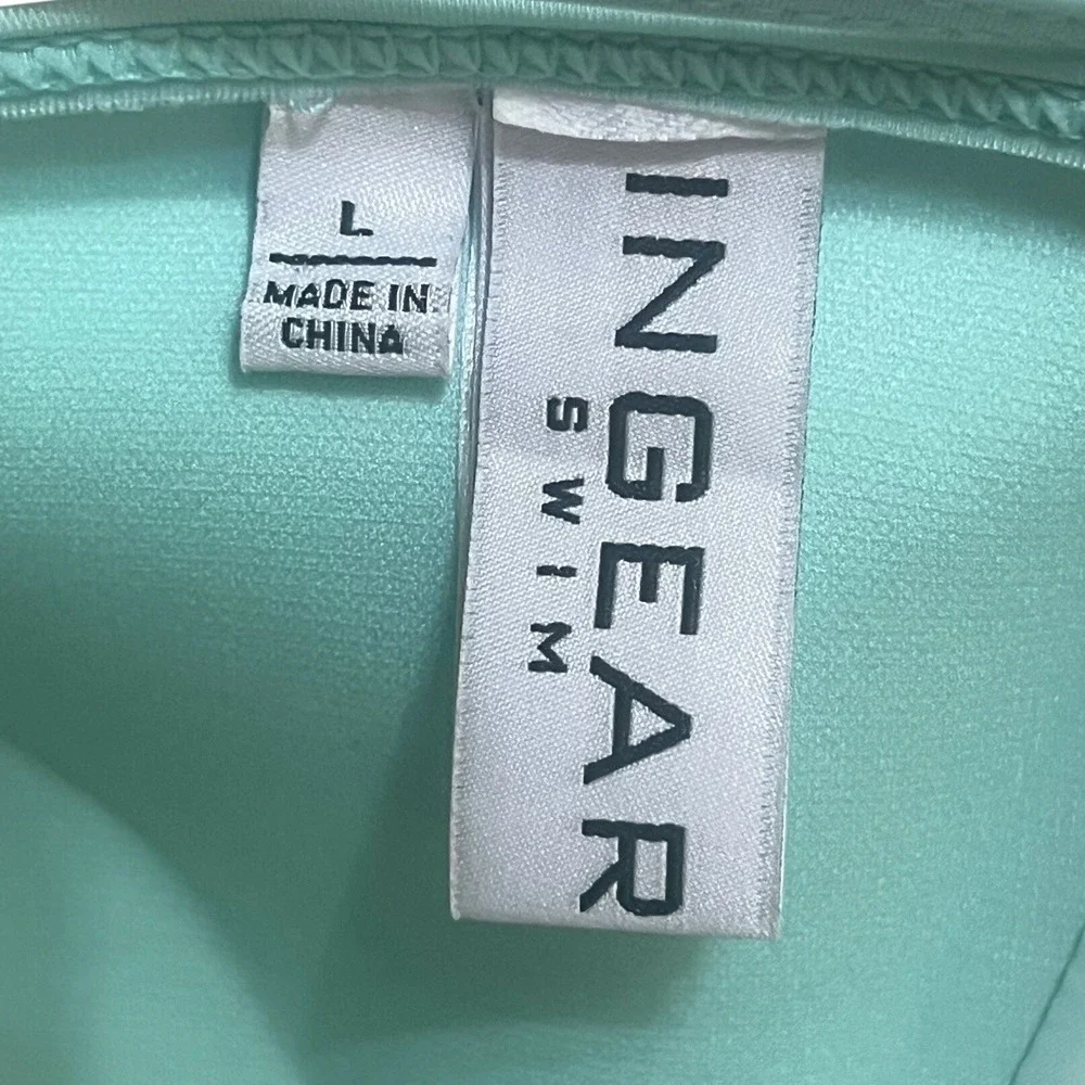 INGEAR SWIM Bikini‎ Top Womens Large Teal Excellent Halter Padded Solid